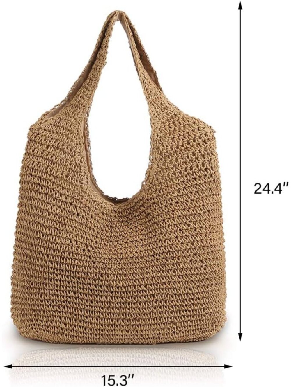 Hand-woven Soft Large Straw Shoulder Bag Boho Straw Handle Tote Retro Summer Bea - Picture 4 of 4